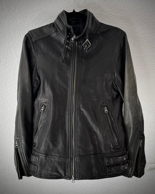 Monster Hunter Dragon Embossed Python Textured Leather Jacket