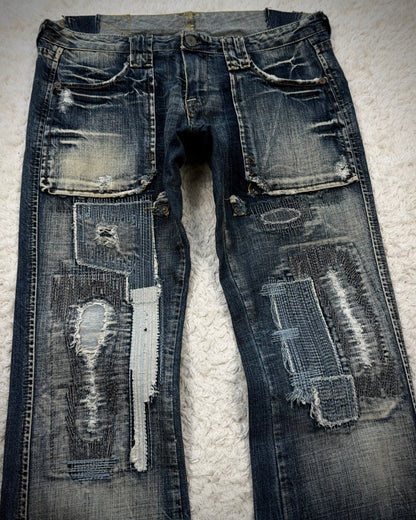 Vintage Reworked Patchwork Bootcut Denim