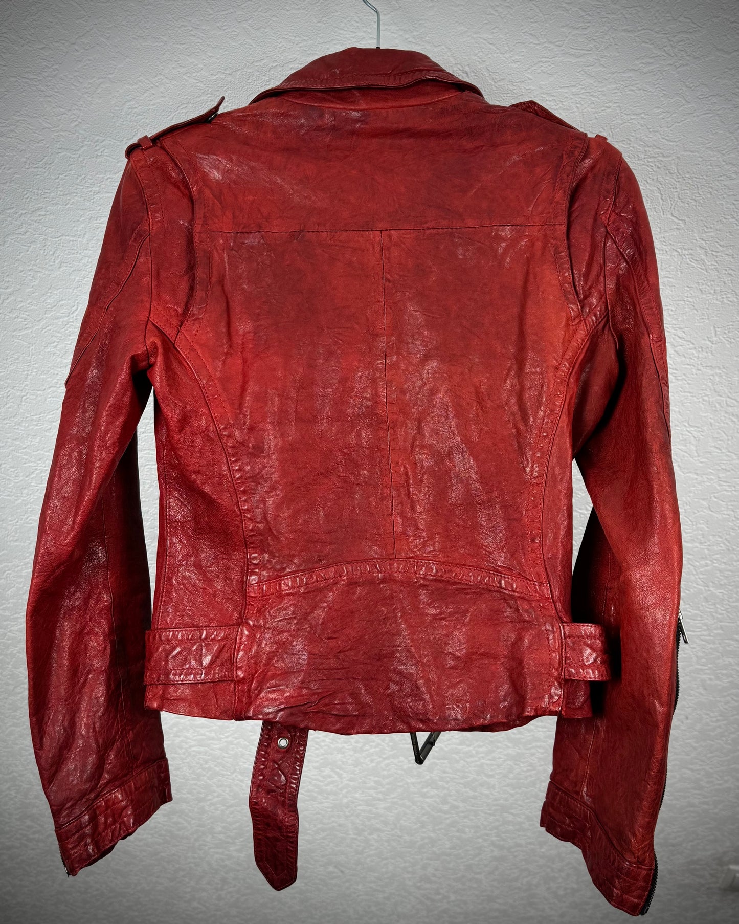 Blood Quilted Leather Biker Jacket