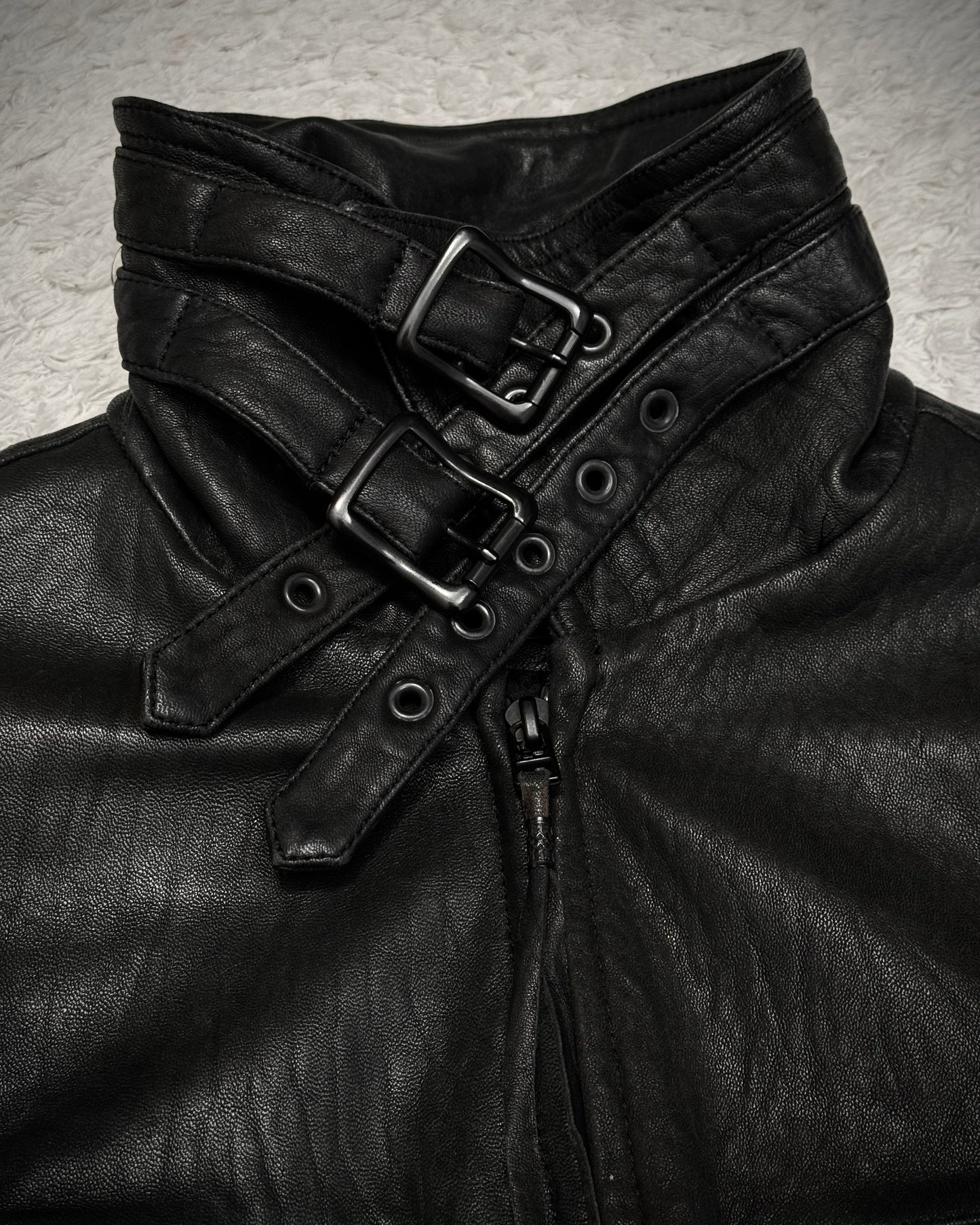 Schorl Textured Leather Tassel Jacket