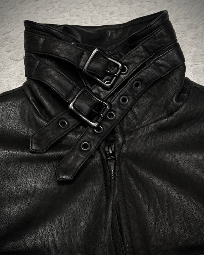 Schorl Textured Leather Tassel Jacket