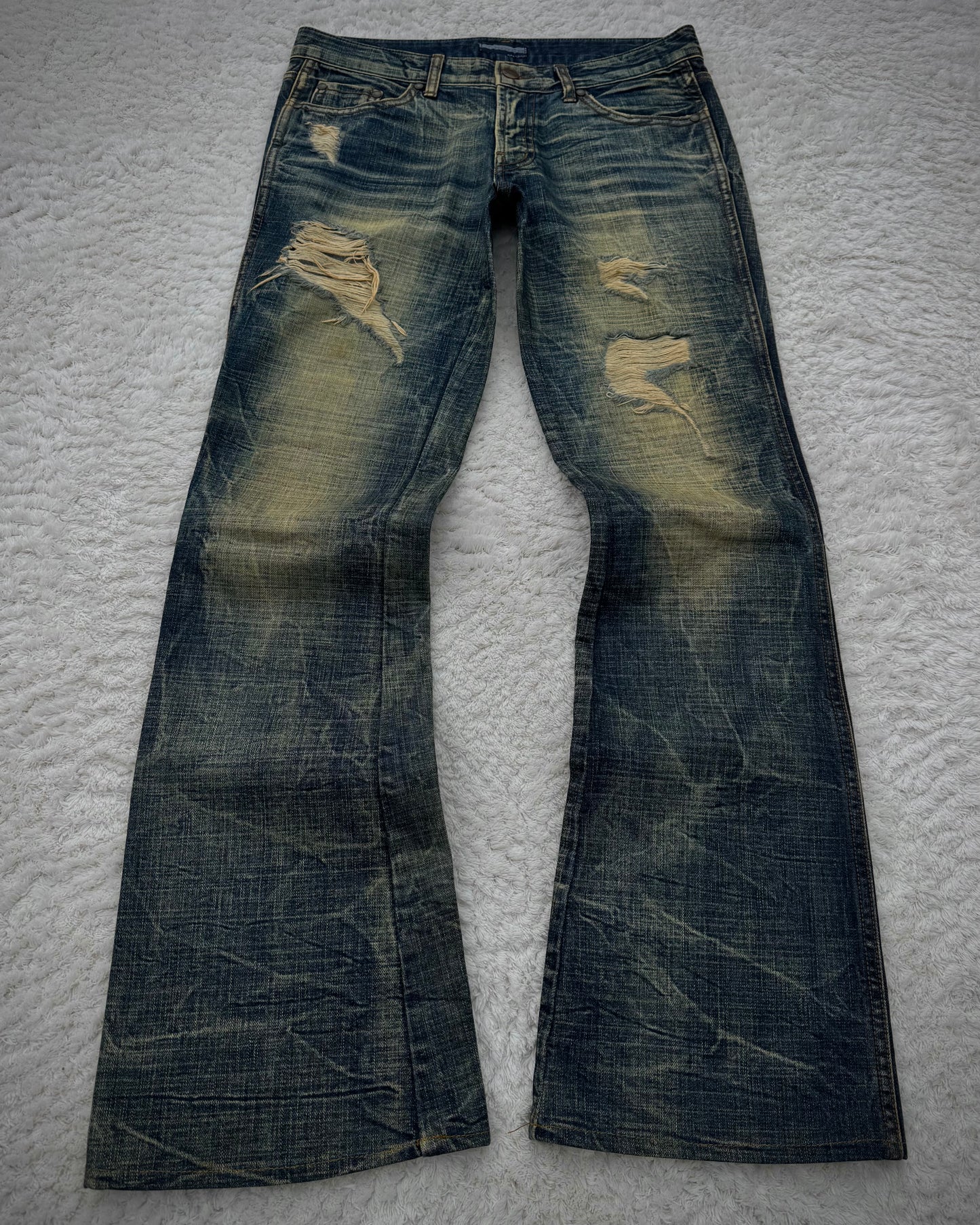 Ozz First Mud Wash Distressed Flared Jeans