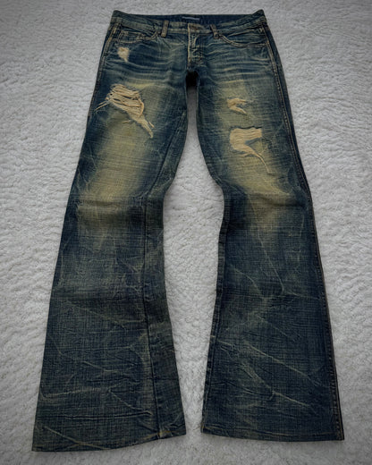 Ozz First Mud Wash Distressed Flared Jeans