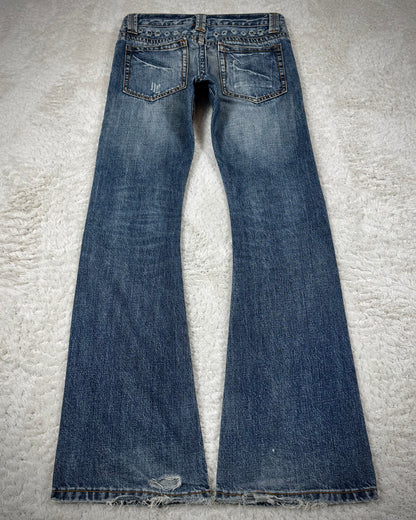 Beast Studded Distressing Flared Jeans