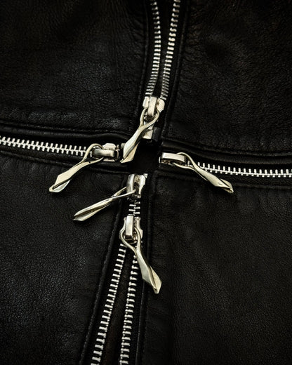 14th Addiction Cross Zip Leather Jacket
