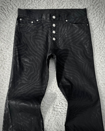Tornado Mart Zebra Waxed Flared Pants