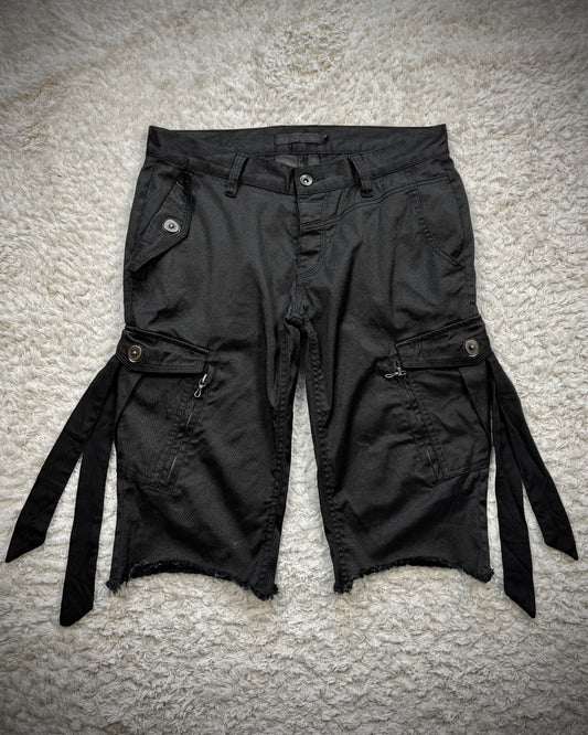 Fuga Fringed Luster Bondage Gas Mask Cargo Shorts