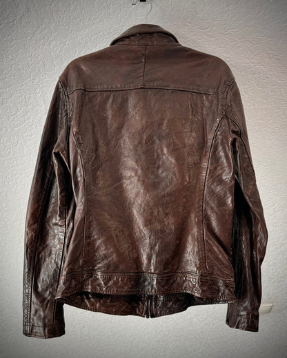 Luva Tram Rust Quilted Leather Jacket