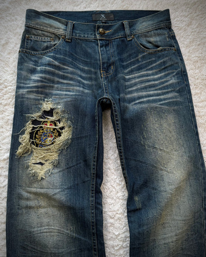 Xfrm Whiskered Royal Repaired Distressing Denim