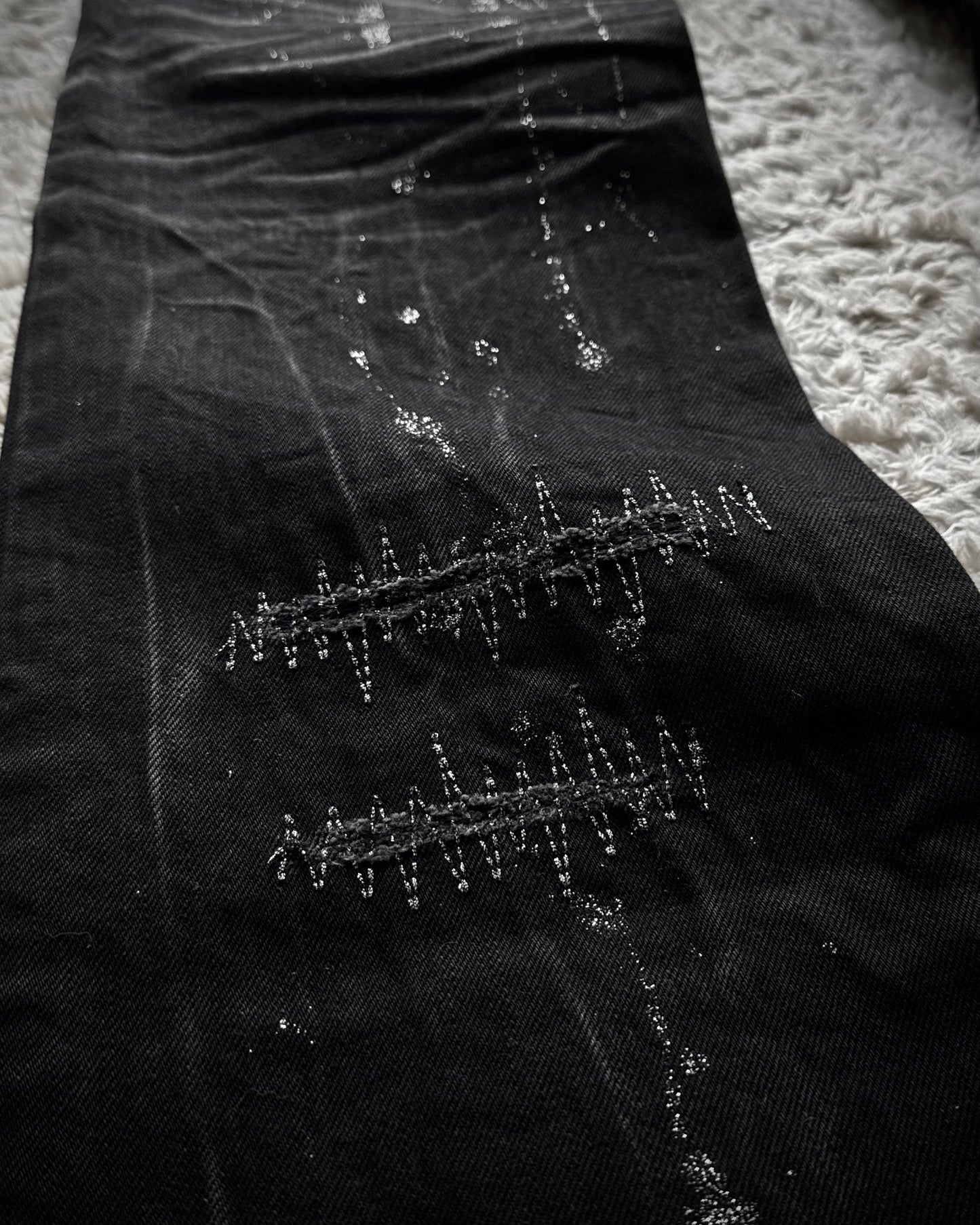 Lagust Silver Splatter Chained Bootcut Jeans