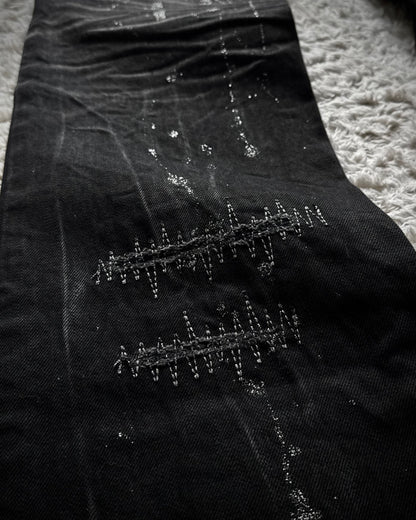 Lagust Silver Splatter Chained Bootcut Jeans
