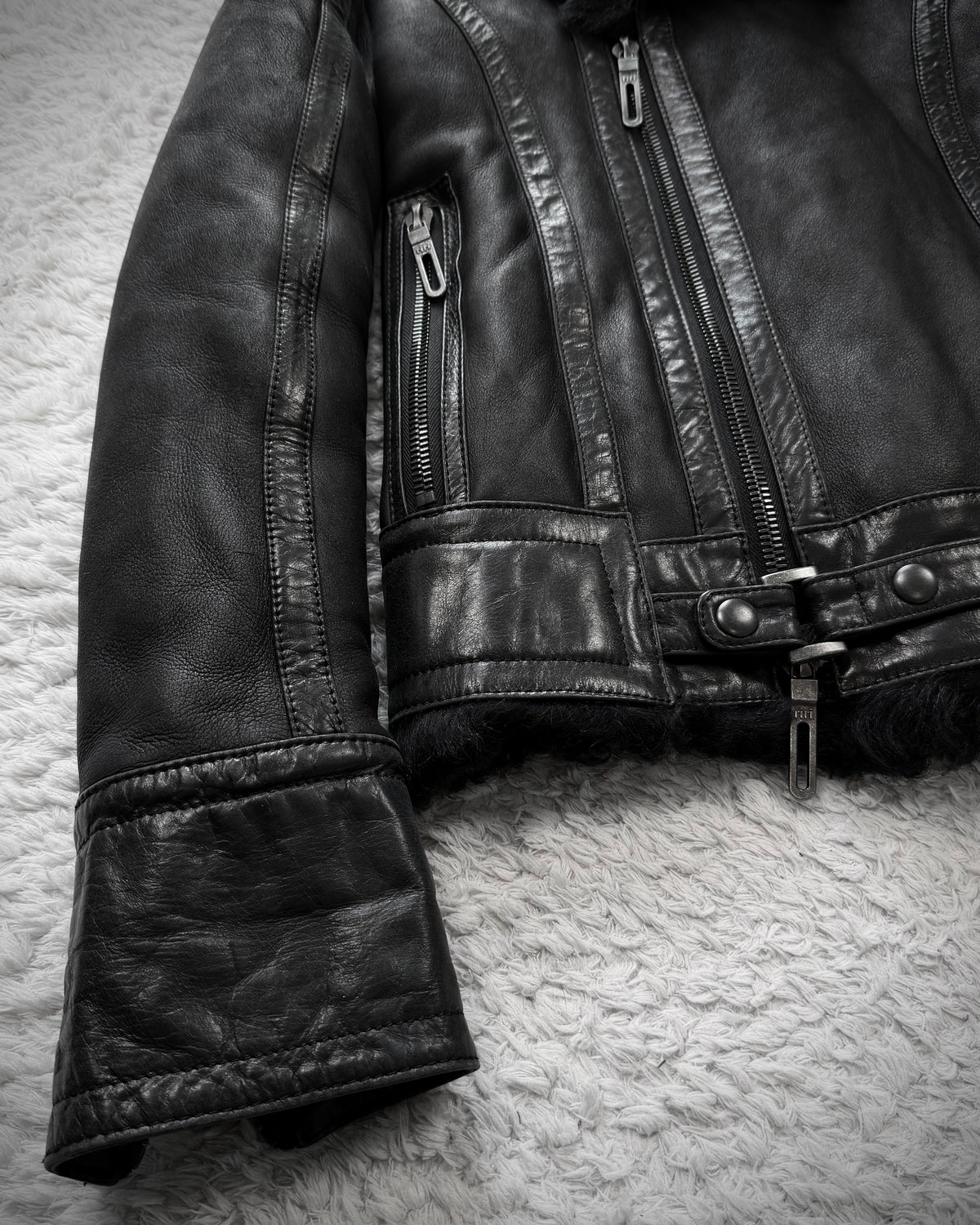 GalaabenD Lamb Fur Lined Leather Jacket