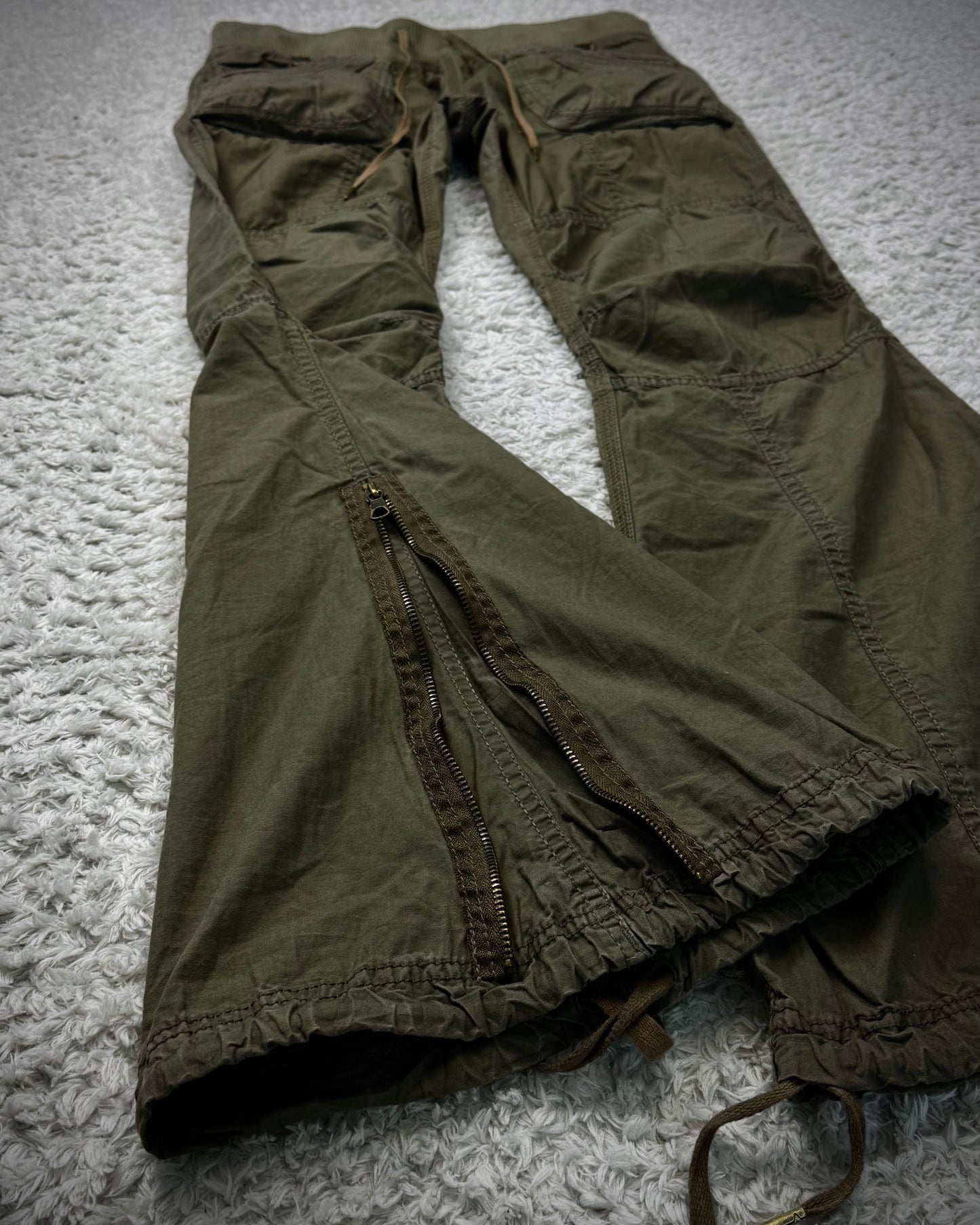 G.O.A Khaki Bell Bottom Flared Cargo Pants