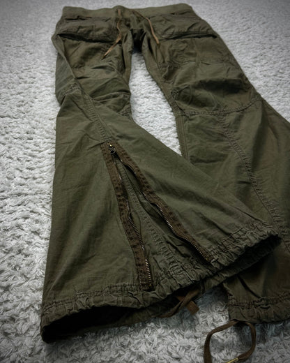 G.O.A Khaki Bell Bottom Flared Cargo Pants