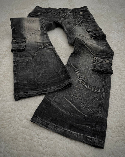 Lowbox Heavy Washed Flared Cargo Pants
