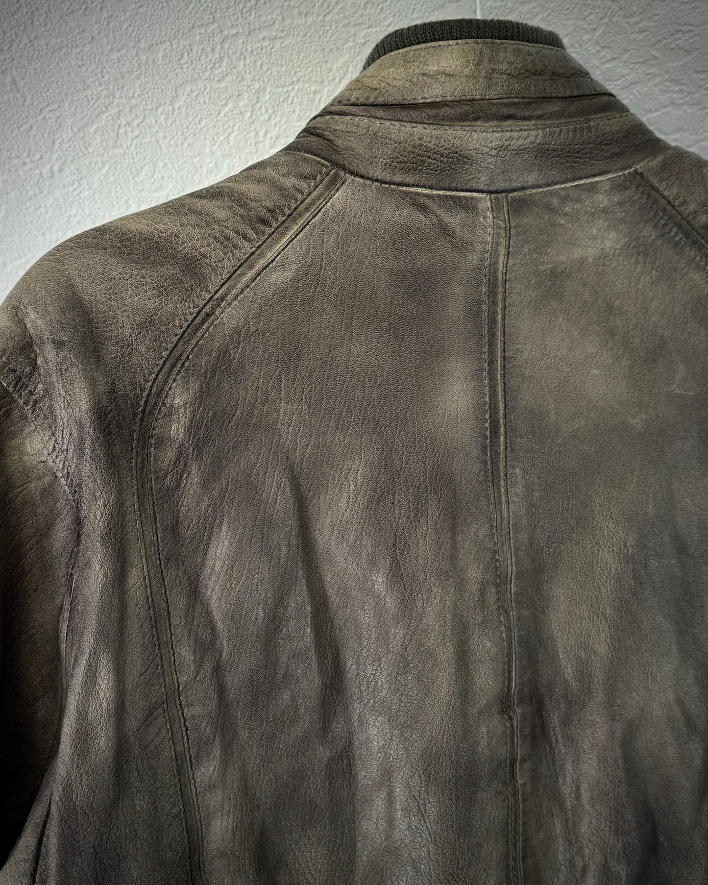 Prens Earthy Patina Grained Leather Jacket