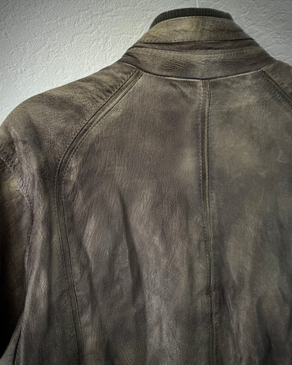 Prens Earthy Patina Grained Leather Jacket