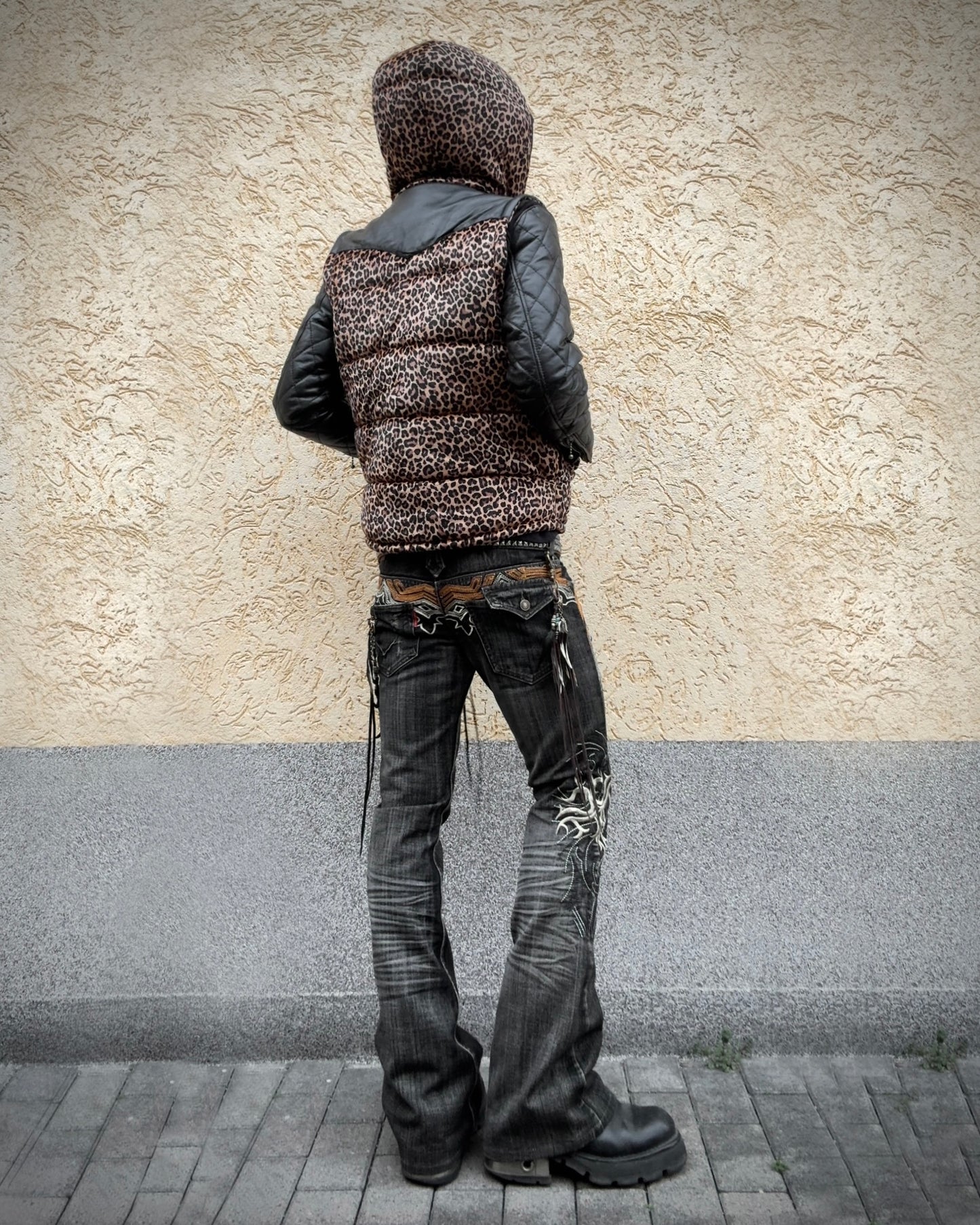 Glamb Transformable Leopard Pattern Puffer Jacket