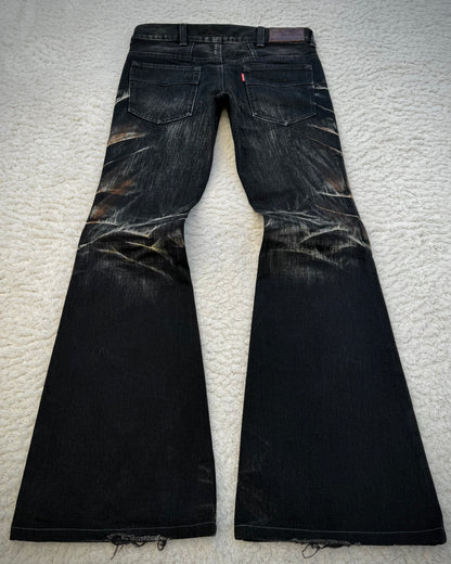 Tornado Mart Mud Claw Marks Washed Flared Jeans