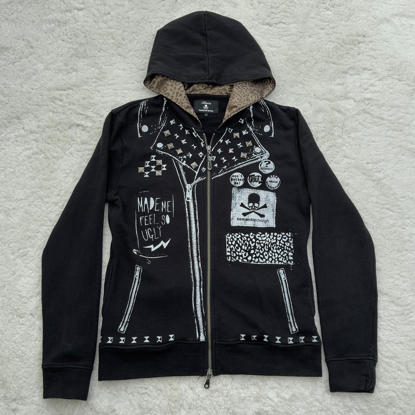 Roen x Semantic Design Studded Punk Zip Up Hoodie