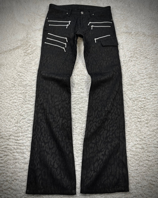 Tornado Mart Leopard Woven Zippered Bootcut Pants