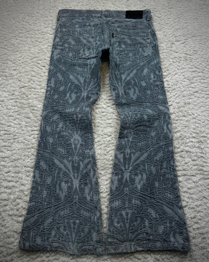 Tornado Mart 3D Paisley Pattern Flared Jeans