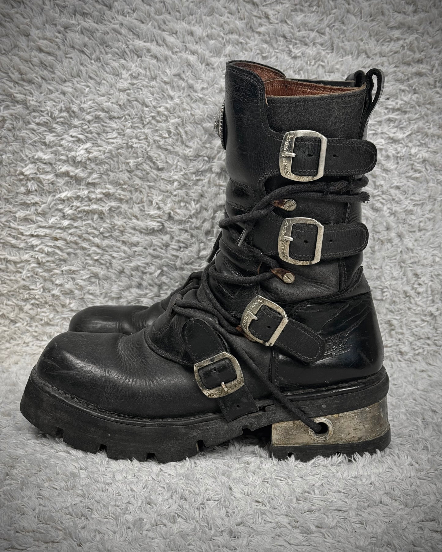 New Rock Steel Heel Leather Boots