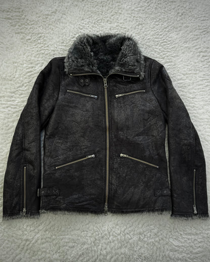 291295=HOMME Cracked Waxed Fur  Jacket
