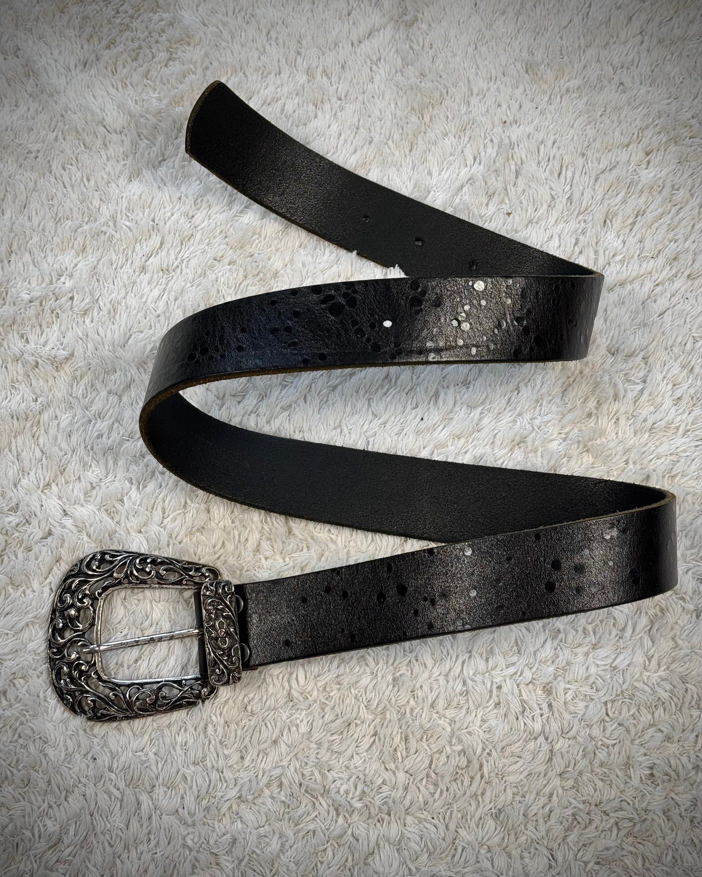 Vernice Tribal Western Buckle Vintage Leather Belt