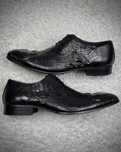 Bogarete Deep Textured Crocodile Leather Dress Boots
