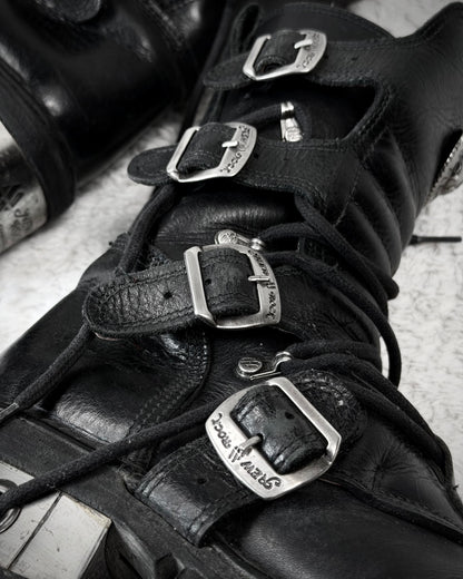 New Rock Steel Heel Leather Boots