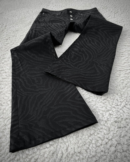 Tornado Mart Zebra Waxed Flared Pants