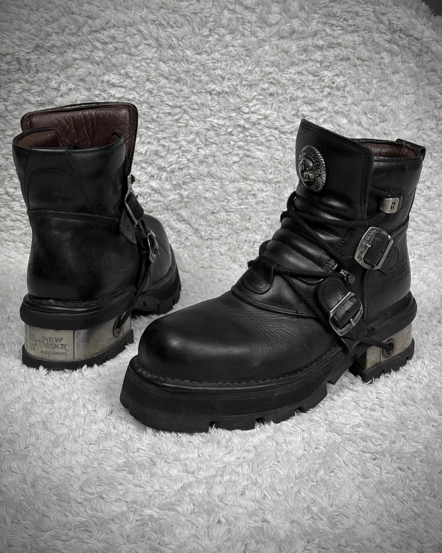 New Rock Steel Heel Leather Boots