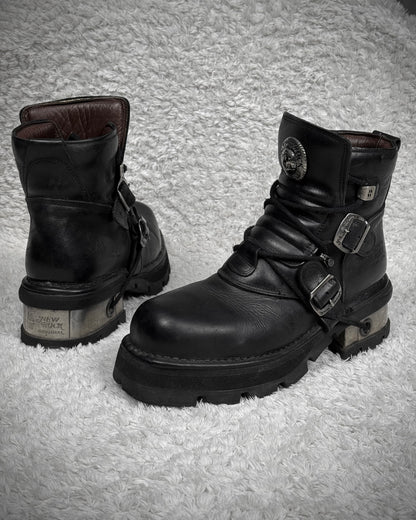 New Rock Steel Heel Leather Boots