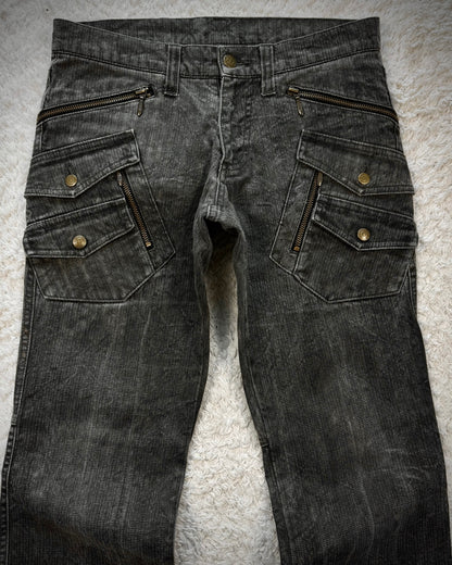 Tornado Mart Multi-Pocket Pin Striped Bootcut Pants