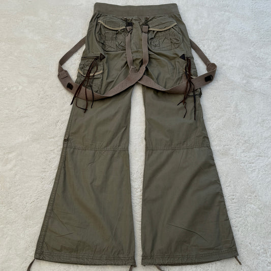 G.O.A Military Flared Suspender Cargo Pants