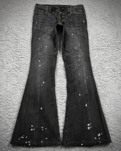 Tornado Mart Backlace Paint Splatter Flared Jeans