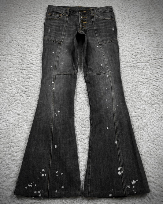 Tornado Mart Backlace Paint Splatter Flared Jeans