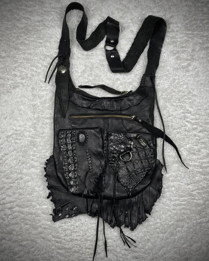 Raw Cut Crocodile Leather Shoulder Bag