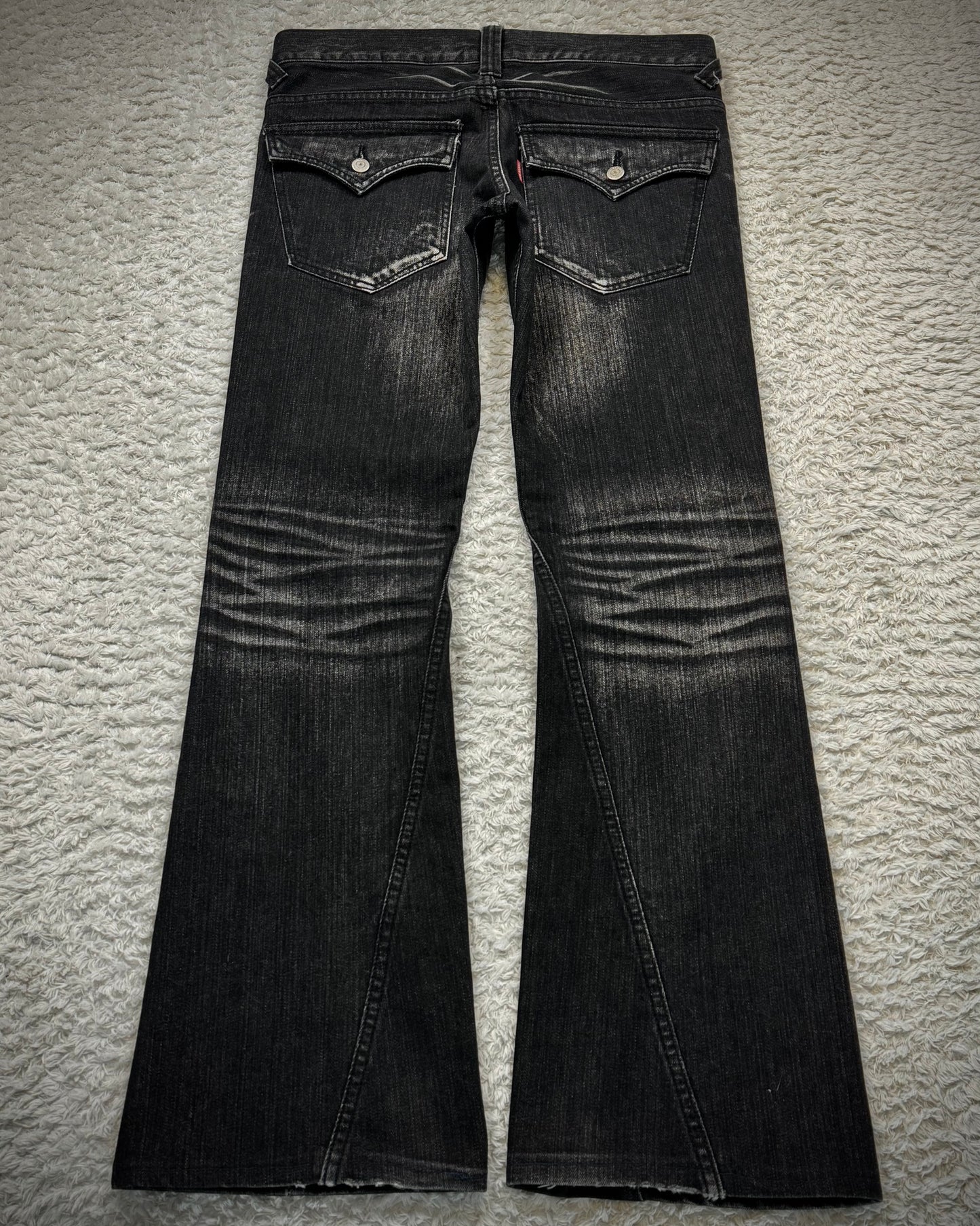 Tornado Mart Clawmarks Washed Spiral Flared Jeans