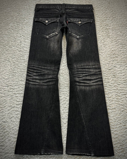 Tornado Mart Clawmarks Washed Spiral Flared Jeans