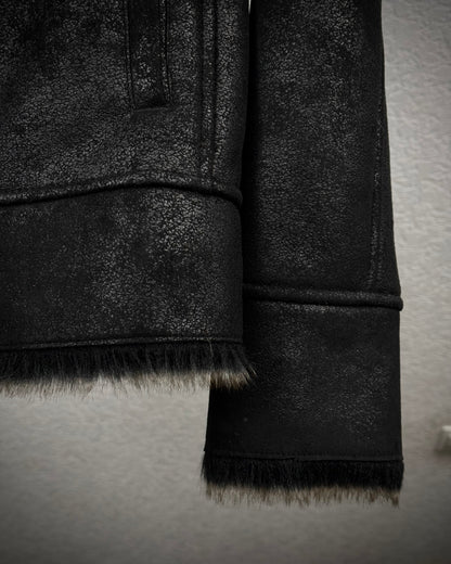 Semantic Design Fur Interior Luster Textured Jacket