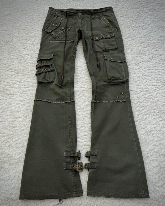 Midas Military Studded Laced Flared Cargo Pants