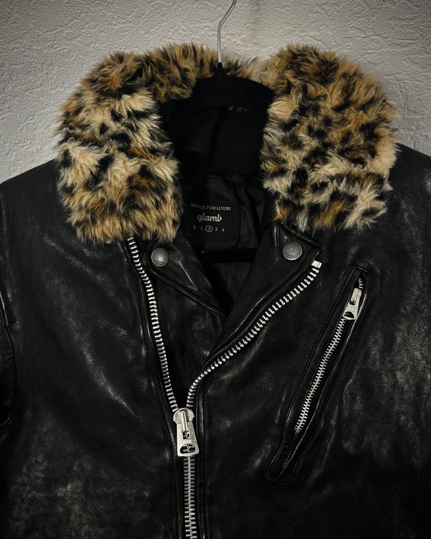 Glamb Leopard Fur Chrome-Tanned Leather Jacket