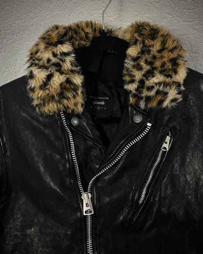 Glamb Leopard Fur Chrome-Tanned Leather Jacket