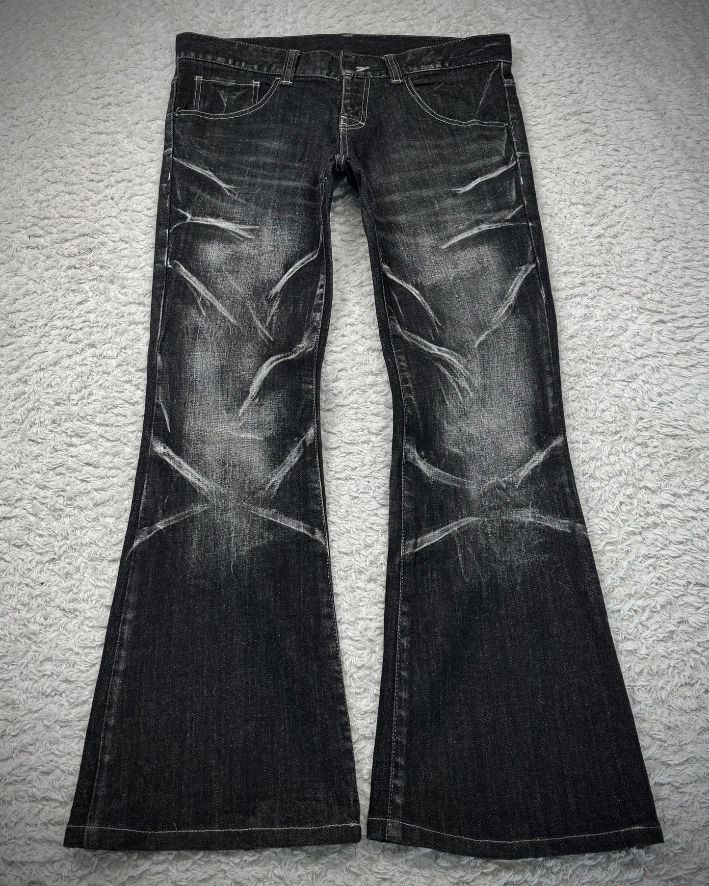 Tornado Mart Clawmarks Washed Flared Jeans