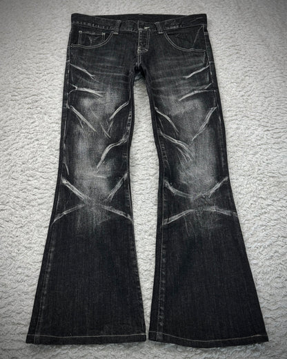 Tornado Mart Clawmarks Washed Flared Jeans
