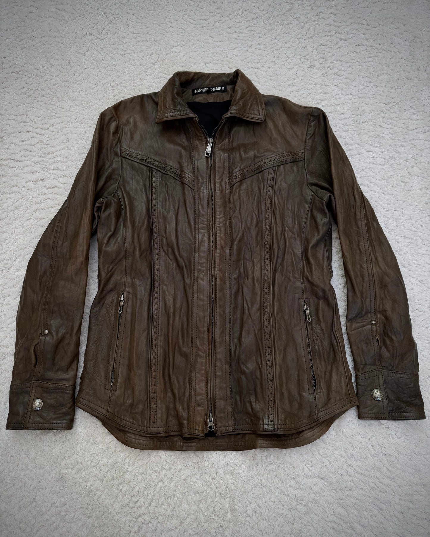5351 Pour Les Hommes Scar Stitched Sheepskin Leather Jacket