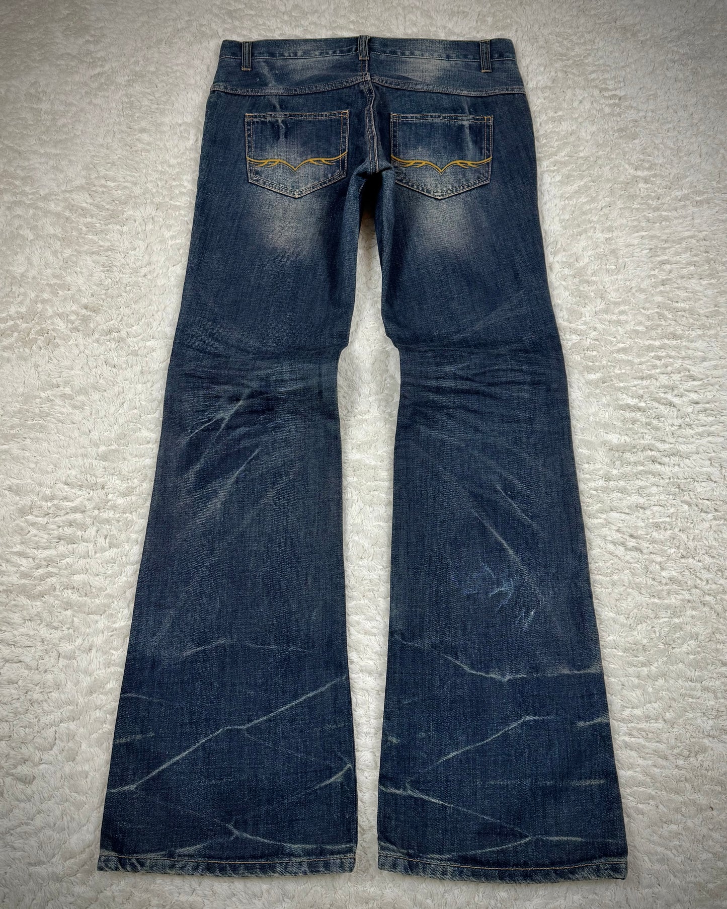 Fuga Whisker Washed Flared Jeans