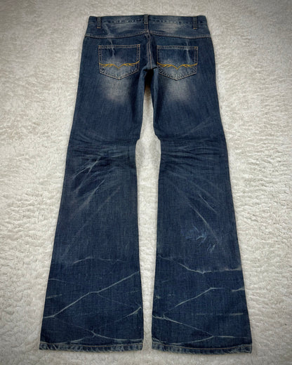 Fuga Whisker Washed Flared Jeans